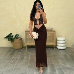 Low-Cut Halter Neck Dress