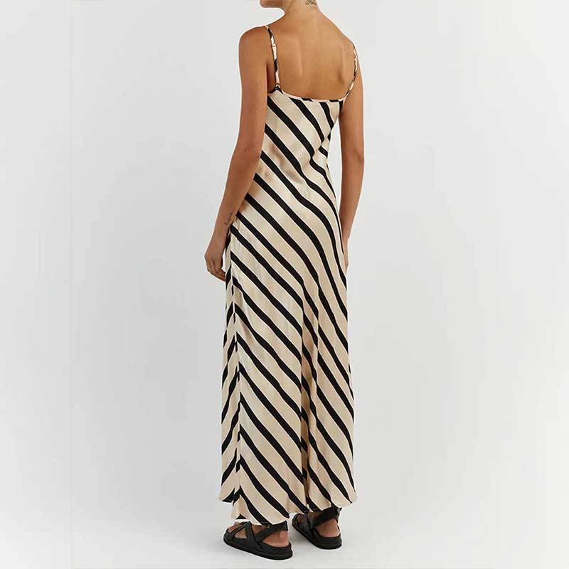 Aminah Striped Sleeveless Midi Slip Dress