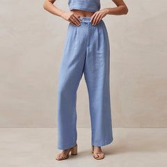 Pure Linen High Waist Drooping Straight-leg Pants Ladies