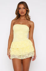 New Idea Strapless Mini Dress Lemon
