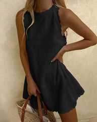 Sleeveless Scallop-Edge Dress