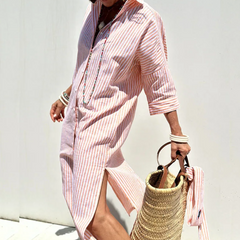 Elegant Striped Shirt Dress