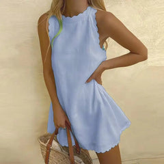 Sleeveless Scallop-Edge Dress