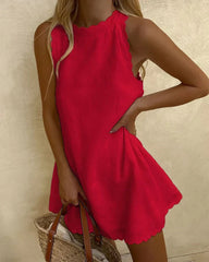 Sleeveless Scallop-Edge Dress