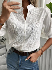 Chic Floral Embroidery Blouse