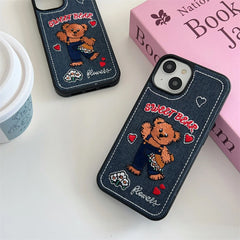 Sweet Bear Embroidery iPhone Case