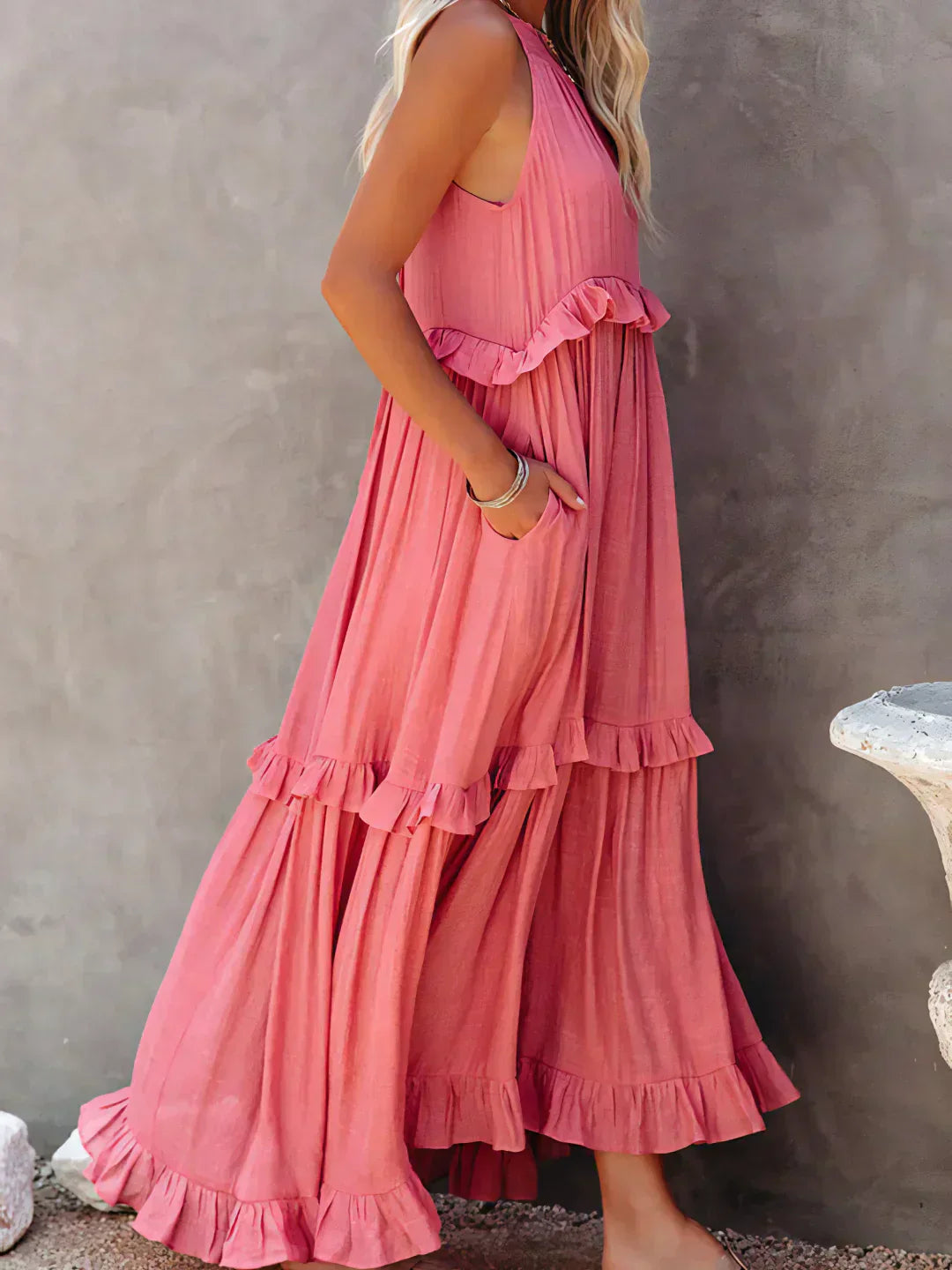 Halter Ruffle Maxi Dress