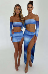 Brynn Maxi Skirt - Blue Haze Print