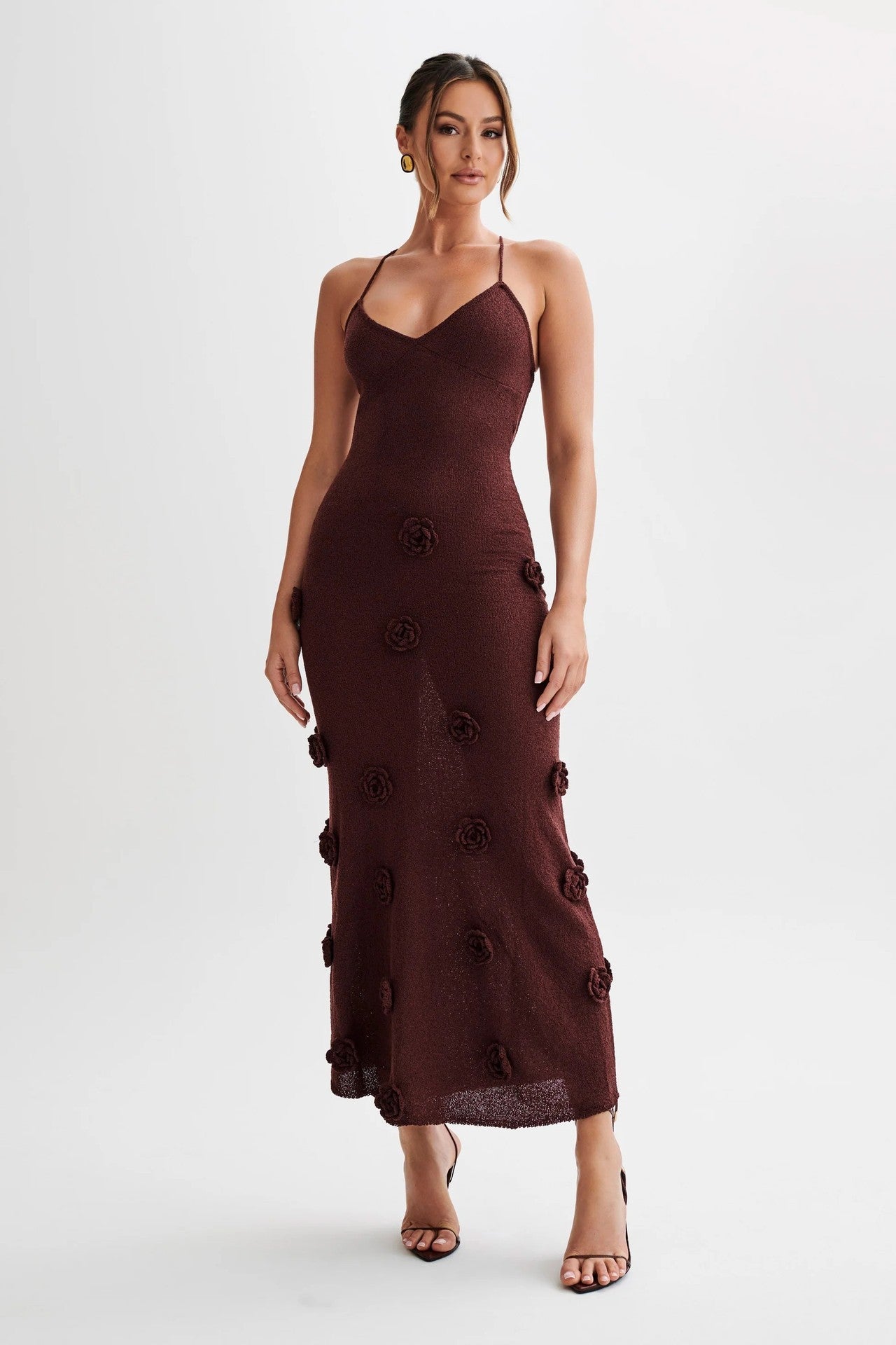 Ava Crochet Maxi Dress with Floral Appliqué