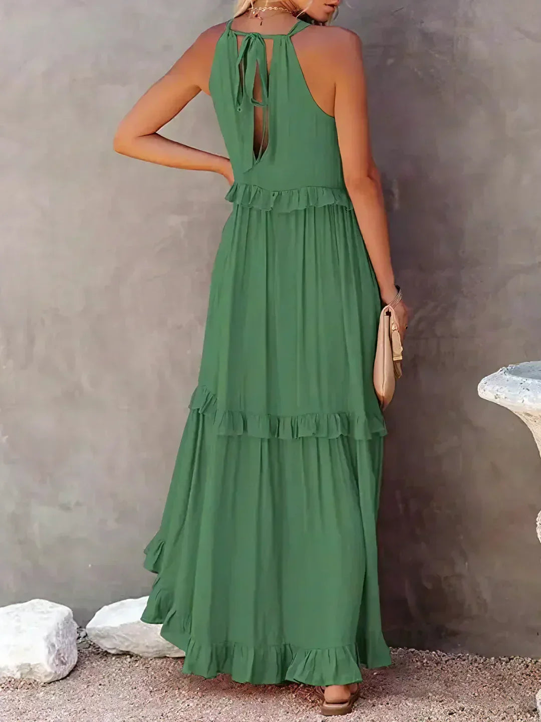 Halter Ruffle Maxi Dress