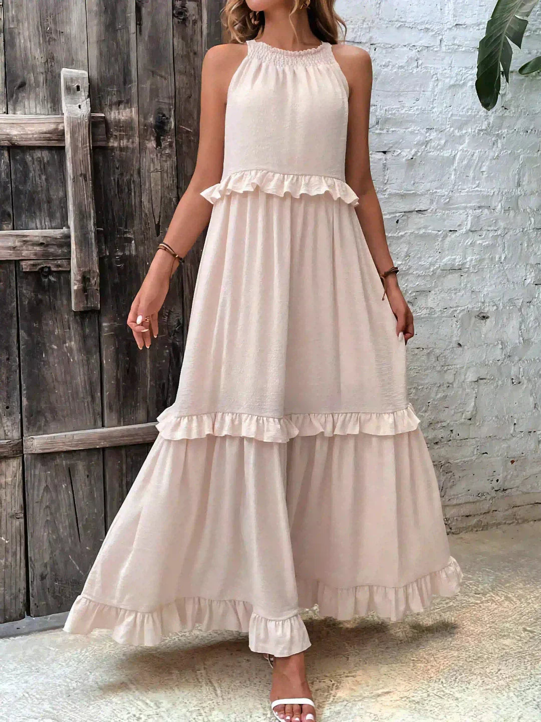 Halter Ruffle Maxi Dress