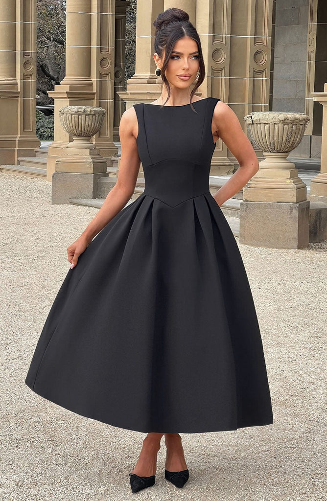 Clarabella Midi Dress - Black  uberjewellery