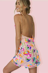 Sparkling Backless Mini Dress