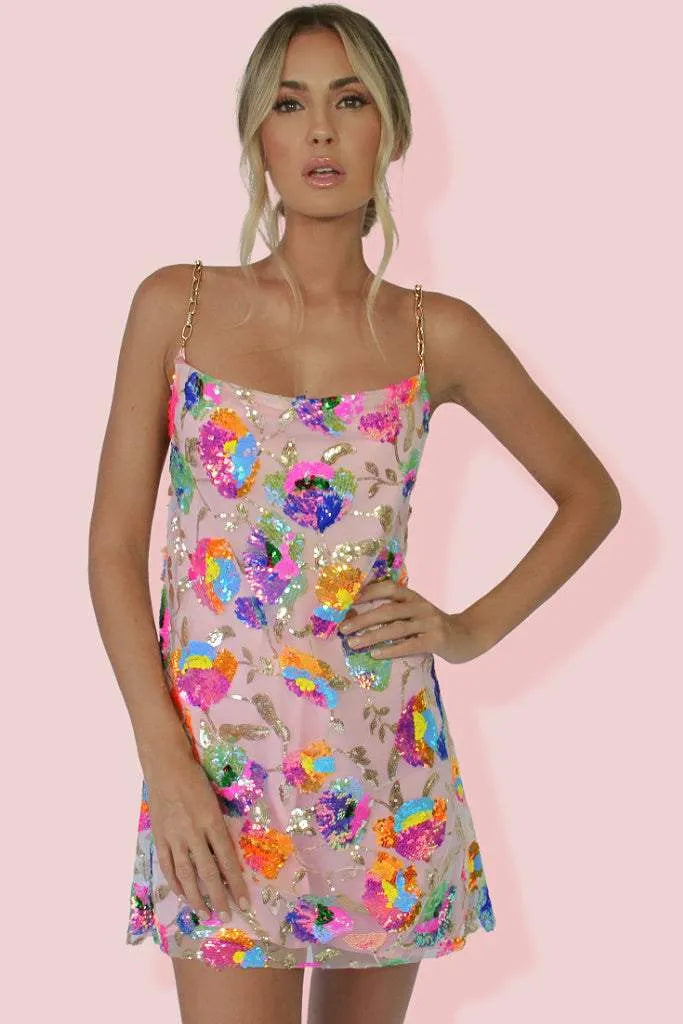 Sparkling Backless Mini Dress