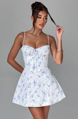 Lacey Minikleid – Blaues Blümchenmuster
