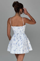 Lacey Minikleid – Blaues Blümchenmuster