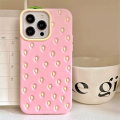 Pink Strawberry 3D iPhone Case