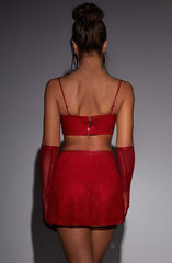Posie Mini Skirt - Red Sparkle