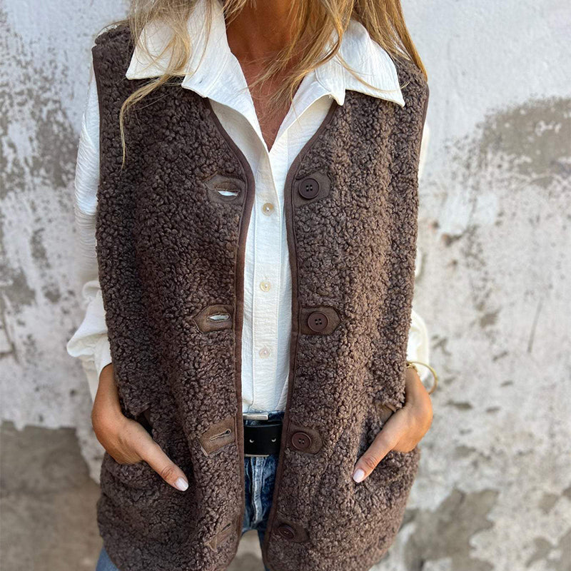 Warm Button-Up Cropped Vest