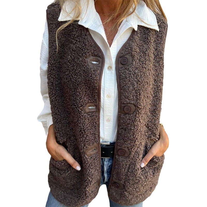 Warm Button-Up Cropped Vest