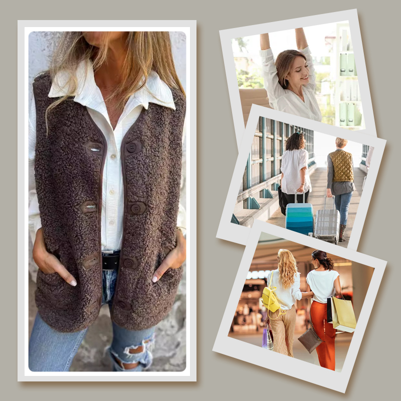 Warm Button-Up Cropped Vest