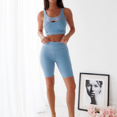 Seamless Biker Shorts- Blue