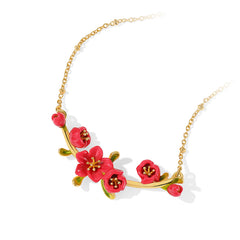 18K Elegant Begonia Enamel Necklace