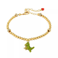 18K Princess Crown Dinosaur Enamel Diamond Bracelet