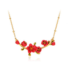 18K Elegant Begonia Enamel Necklace