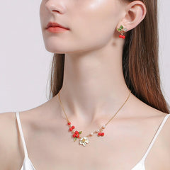 18K Camellia Flower Enamel Necklace