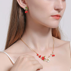 18K Camellia Flower Enamel Necklace