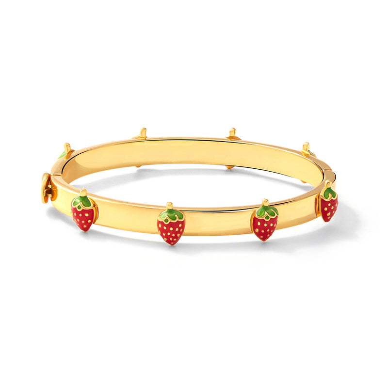 18K Strawberry Enamel Bracelet