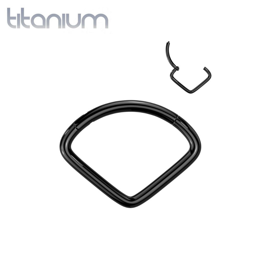 Implant Grade Titanium Black PVD Wide V Shape Hinged Septum Clicker Hoop