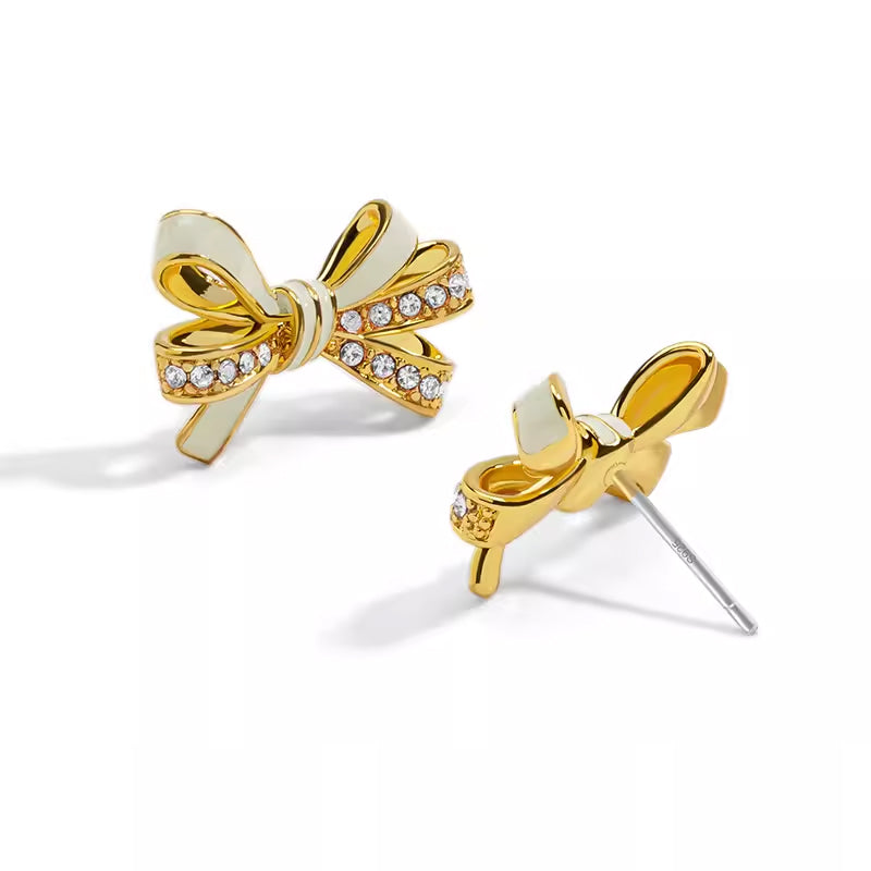 18k Zirconia Butterfly Enamel Earrings