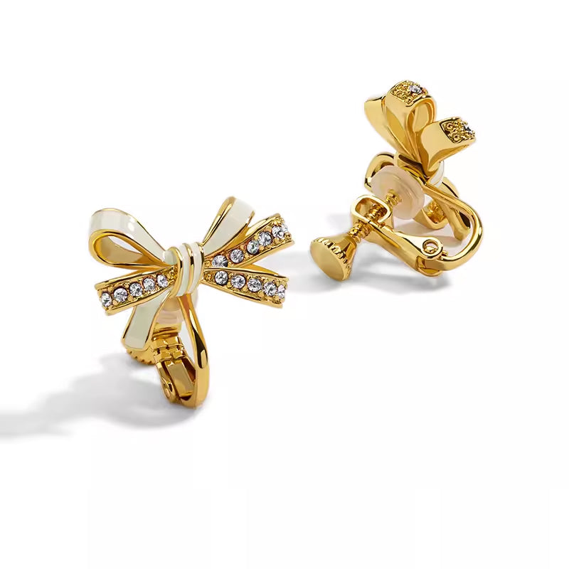 18k Bow Enamel Earrings