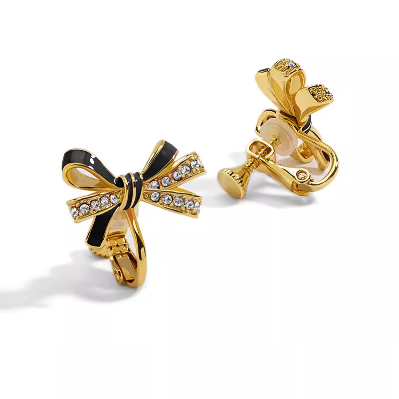 18k Bow Enamel Earrings