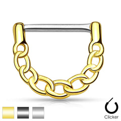 14ga 316L Surgical Steel Chain Linked Nipple Ring Clicker