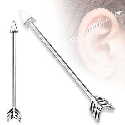 14ga Surgical Steel Bow and Arrow Straight Industrial Barbell
