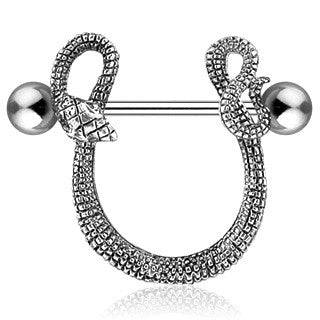 14ga Surgical Steel Slithering Snake Nipple Ring Shield Barbell