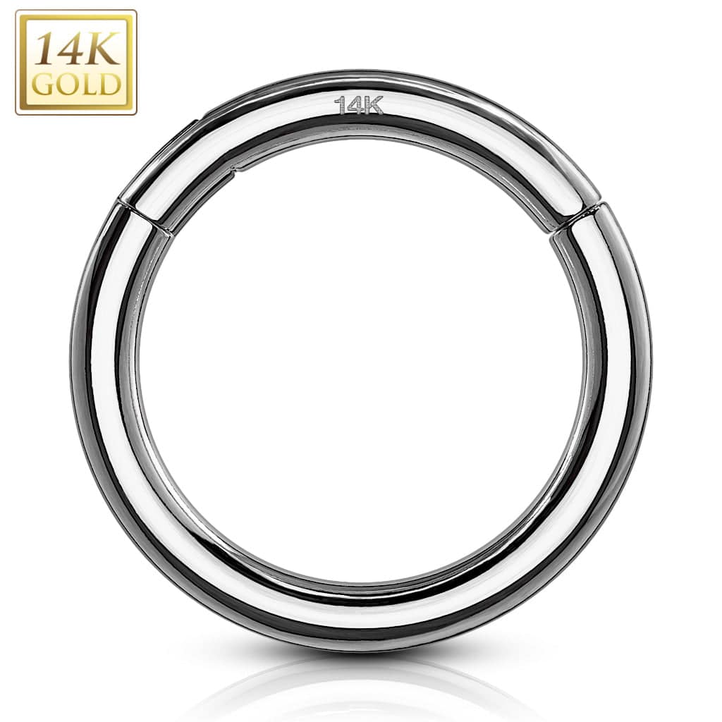 14KT Solid White Gold Hinged Segment Clicker Multi Use Hoop