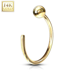 14KT Solid Yellow Gold Ball Nose Hoop Ring