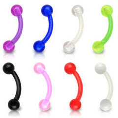 16ga Bio Flex Flexible Acrylic Curved Eyebrow Cartilage Tragus Ring Barbell with Acrylic Balls