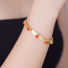 18K Strawberry Enamel Bracelet