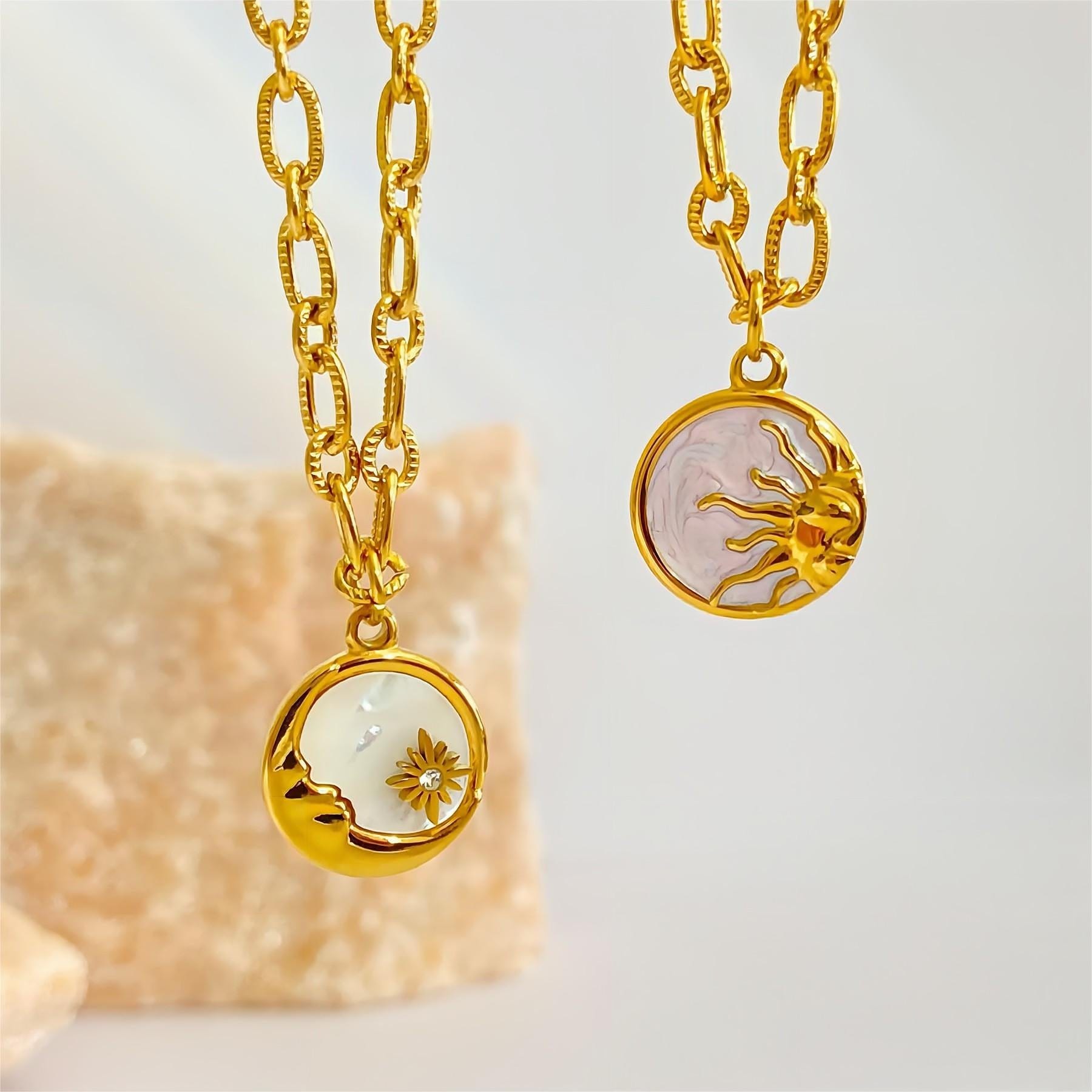 24K Gold Plated Sol And Lune Celestial Necklace