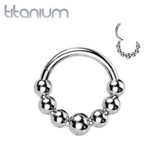 Implant Grade Titanium 7 Bead Hinged Clicker Hoop