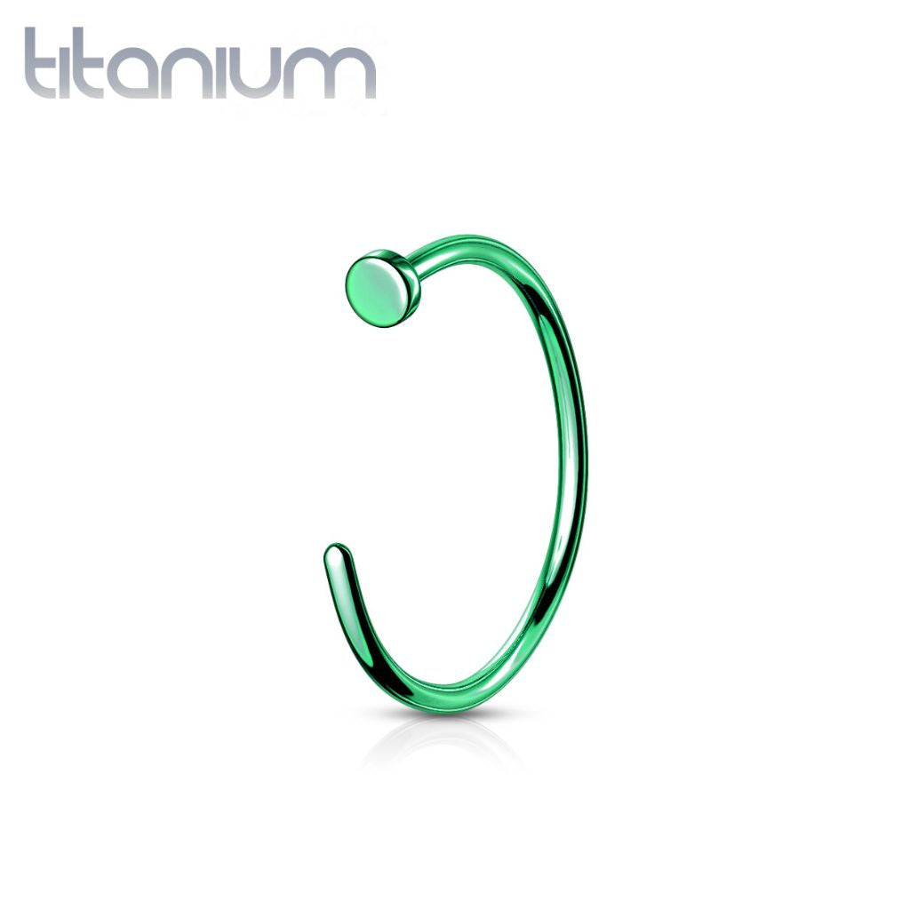 Implant Grade Titanium Green PVD Nose Hoop Ring with Stopper