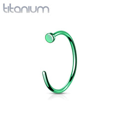Implant Grade Titanium Green PVD Nose Hoop Ring with Stopper