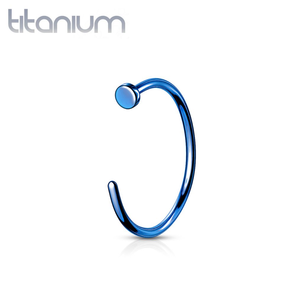 Implant Grade Titanium Blue PVD Nose Hoop Ring with Stopper