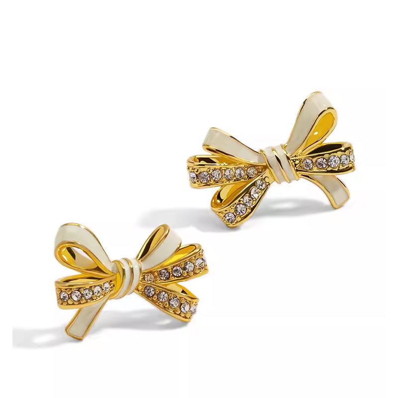 18k Zirconia Butterfly Enamel Earrings