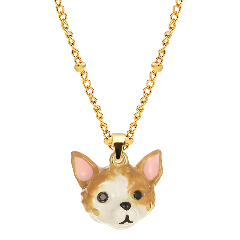 18K Cute Pet Cubic Enamel Cat &amp; Dog Enamel Necklace